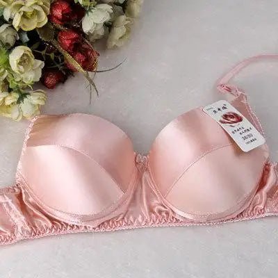 100% silk Bra Comfort Silk Wireless Non Summer Lady Underwear Gather Fat B Cup Bra - CLICK TIK