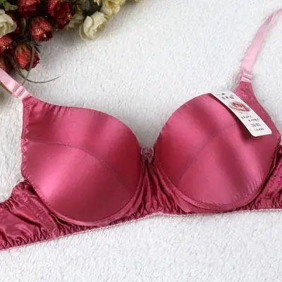 100% silk Bra Comfort Silk Wireless Non Summer Lady Underwear Gather Fat B Cup Bra - CLICK TIK