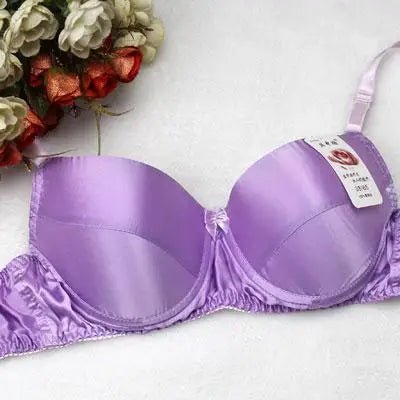 100% silk Bra Comfort Silk Wireless Non Summer Lady Underwear Gather Fat B Cup Bra - CLICK TIK