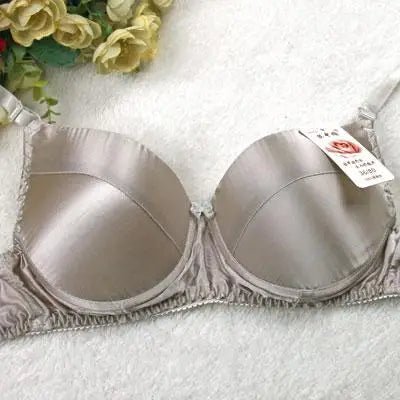 100% silk Bra Comfort Silk Wireless Non Summer Lady Underwear Gather Fat B Cup Bra - CLICK TIK