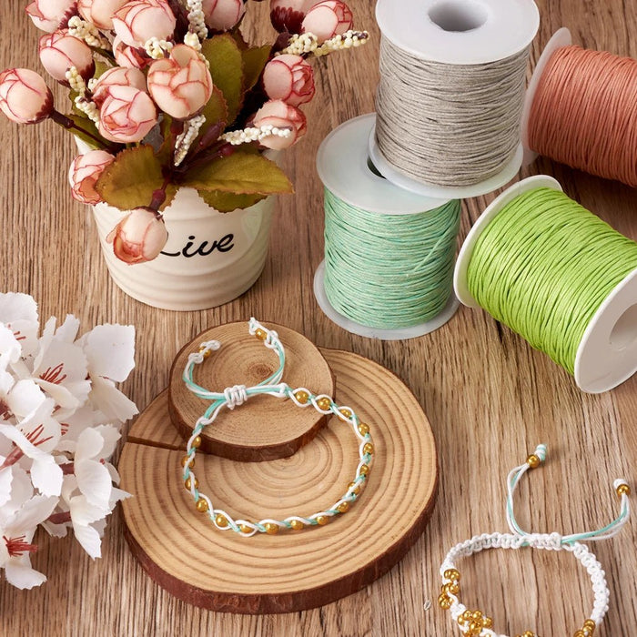 100yards/roll 1mm Waxed Cotton Thread Beading Braided Cords Macrame String For Jewelry Making DIY Bracelet Necklaces Supplies - CLICK TIK