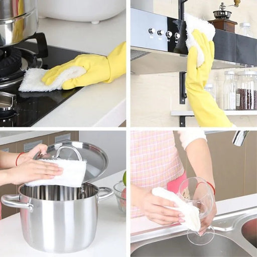 10Pcs Bamboo Wipes Kitchen Dishcloths Cleaning Dish cloth Nonstick Oil Lint - Free Wiping Rags Magic Cleaning Dishrags - CLICK TIK