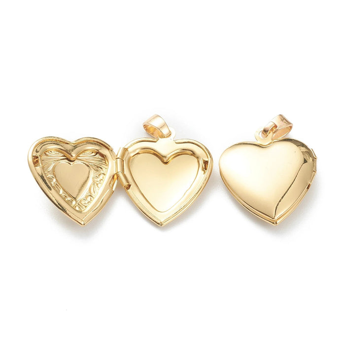 10pcs Brass Heart Locket Pendants Openable Photo Frame Pendants Real 18K Gold Plated for Women Necklaces Making Couple Gifts - CLICK TIK