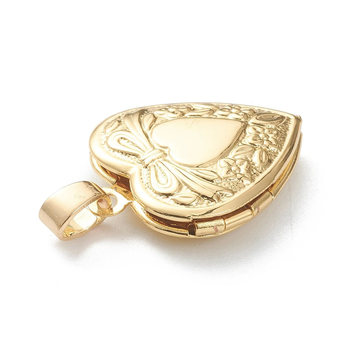10pcs Brass Heart Locket Pendants Openable Photo Frame Pendants Real 18K Gold Plated for Women Necklaces Making Couple Gifts - CLICK TIK