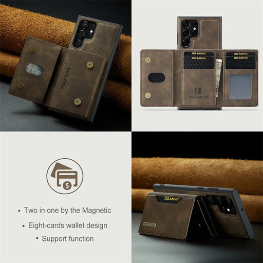 2 in 1 Magnetic Detachable Leather Wallet Case for Samsung Galaxy S23 S20 S21 S22 Plus Note 20 Ultra S24 Card Holder Stand Cover - CLICK TIK