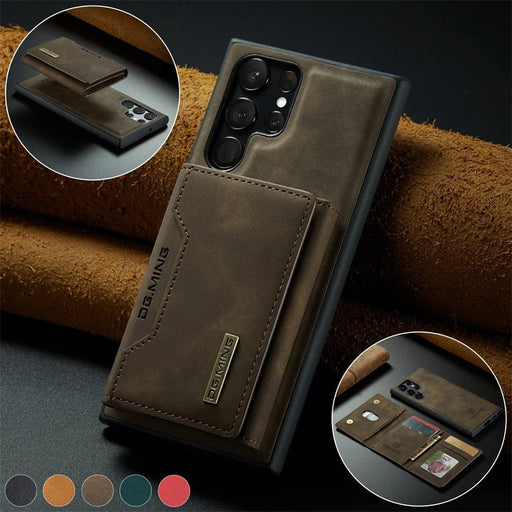 2 in 1 Magnetic Detachable Leather Wallet Case for Samsung Galaxy S23 S20 S21 S22 Plus Note 20 Ultra S24 Card Holder Stand Cover - CLICK TIK