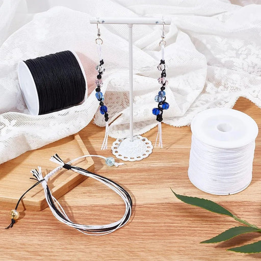 2 Rolls Waxed Polyester Thread Cord 0.5mm Bracelet Thread Beading String 116 Yards per Roll Spool for Jewelry Making and Macrame - CLICK TIK