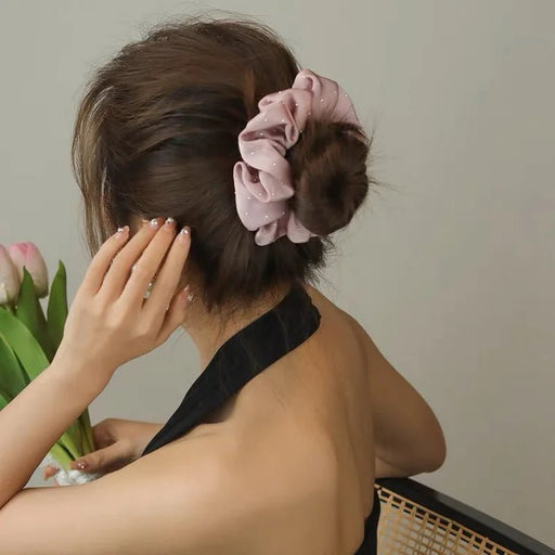 2023 Women Fashion Silk Scrunchie With Rhinestones Elastic Satin Hair Band Girls Big Hair Tie Balck Crunchy For Hair Accessories - CLICK TIK
