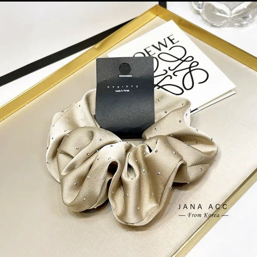 2023 Women Fashion Silk Scrunchie With Rhinestones Elastic Satin Hair Band Girls Big Hair Tie Balck Crunchy For Hair Accessories - CLICK TIK