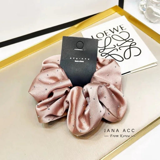 2023 Women Fashion Silk Scrunchie With Rhinestones Elastic Satin Hair Band Girls Big Hair Tie Balck Crunchy For Hair Accessories - CLICK TIK