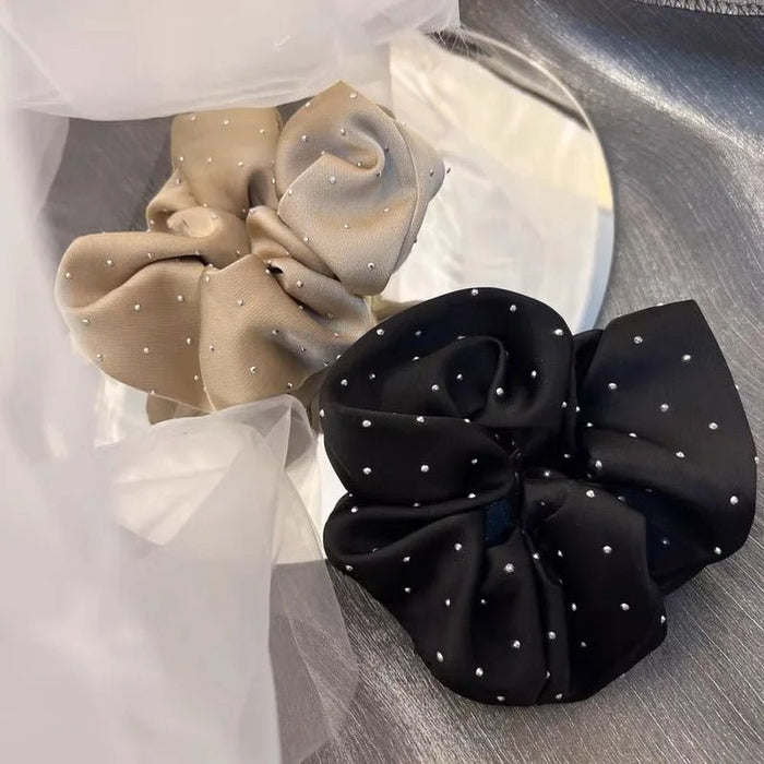 2023 Women Fashion Silk Scrunchie With Rhinestones Elastic Satin Hair Band Girls Big Hair Tie Balck Crunchy For Hair Accessories - CLICK TIK