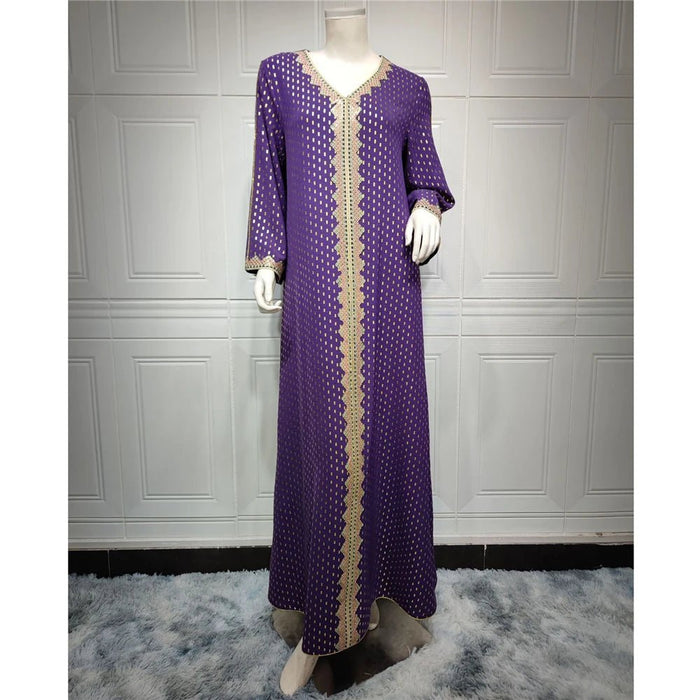 2024 Fashion Autumn Muslim Women Long Dress Hot Drilling Kaftan Dubai Maxi Robe Middle East Turkey Arabic Abaya Islamic Ramadan - CLICK TIK
