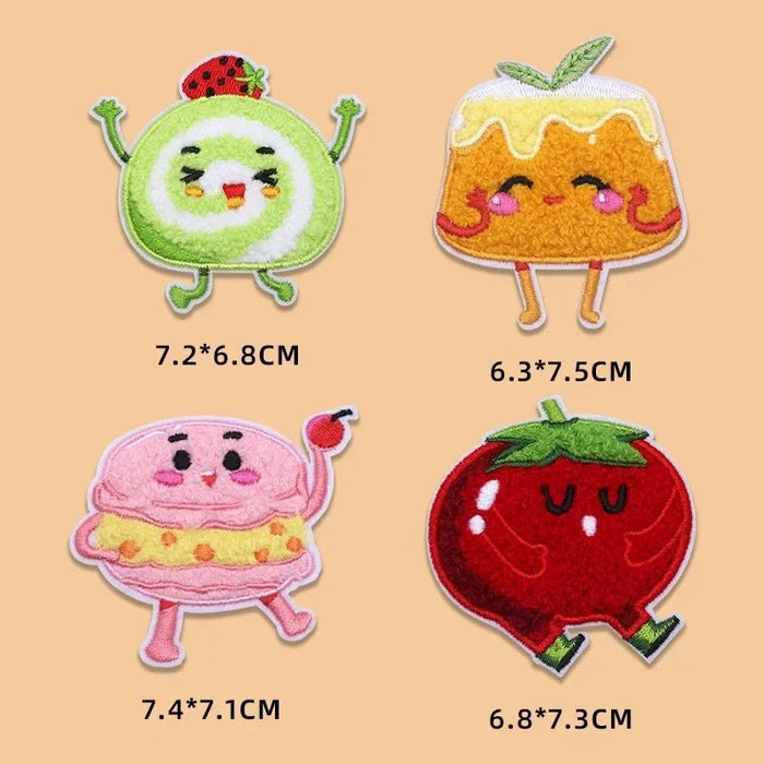 2024 Hot Towel Embroidery Patches DIY Macarone Pizza Donuts Pudding Stickers Self - Adhesive Badge Clothing Bag Fabric Accessories - CLICK TIK