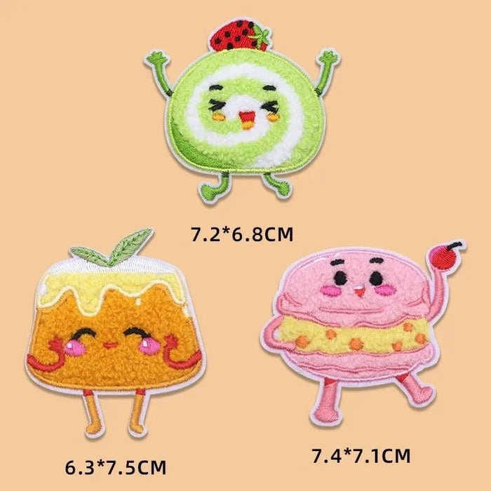 2024 Hot Towel Embroidery Patches DIY Macarone Pizza Donuts Pudding Stickers Self - Adhesive Badge Clothing Bag Fabric Accessories - CLICK TIK
