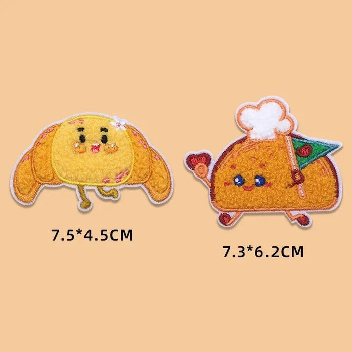 2024 Hot Towel Embroidery Patches DIY Macarone Pizza Donuts Pudding Stickers Self - Adhesive Badge Clothing Bag Fabric Accessories - CLICK TIK