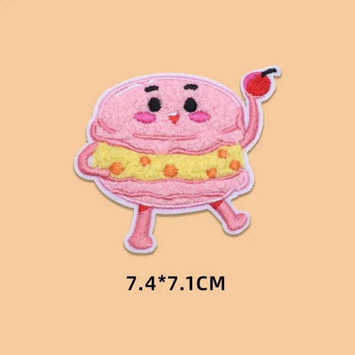 2024 Hot Towel Embroidery Patches DIY Macarone Pizza Donuts Pudding Stickers Self - Adhesive Badge Clothing Bag Fabric Accessories - CLICK TIK