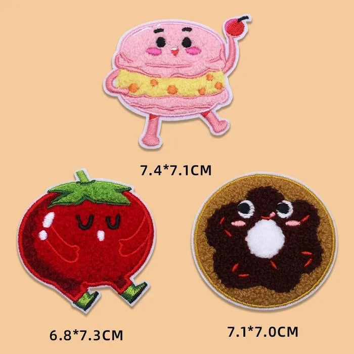 2024 Hot Towel Embroidery Patches DIY Macarone Pizza Donuts Pudding Stickers Self - Adhesive Badge Clothing Bag Fabric Accessories - CLICK TIK