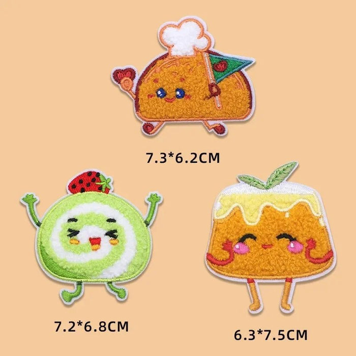 2024 Hot Towel Embroidery Patches DIY Macarone Pizza Donuts Pudding Stickers Self - Adhesive Badge Clothing Bag Fabric Accessories - CLICK TIK
