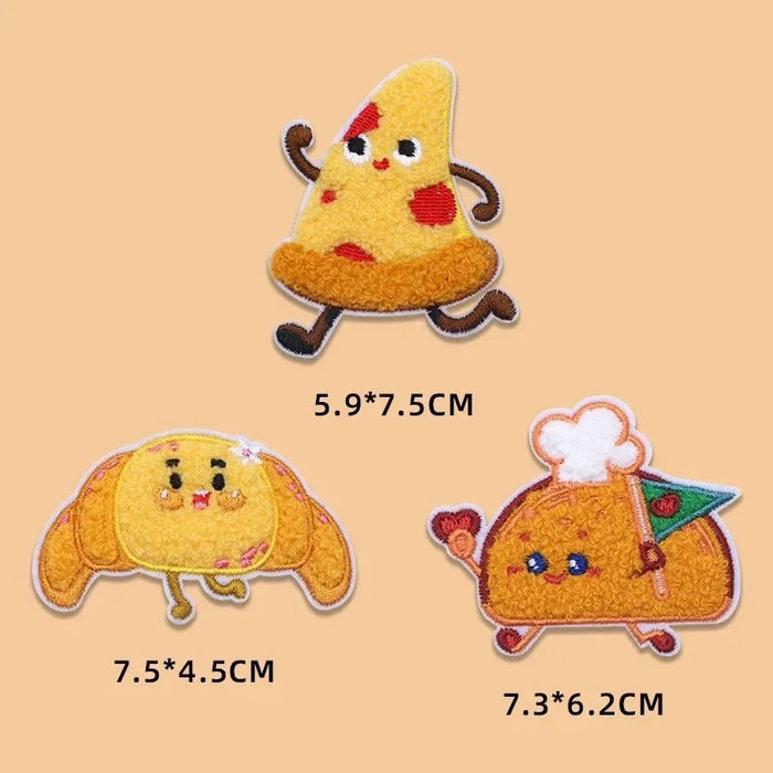 2024 Hot Towel Embroidery Patches DIY Macarone Pizza Donuts Pudding Stickers Self - Adhesive Badge Clothing Bag Fabric Accessories - CLICK TIK