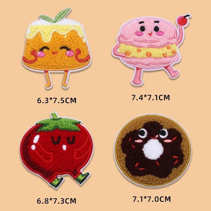 2024 Hot Towel Embroidery Patches DIY Macarone Pizza Donuts Pudding Stickers Self - Adhesive Badge Clothing Bag Fabric Accessories - CLICK TIK