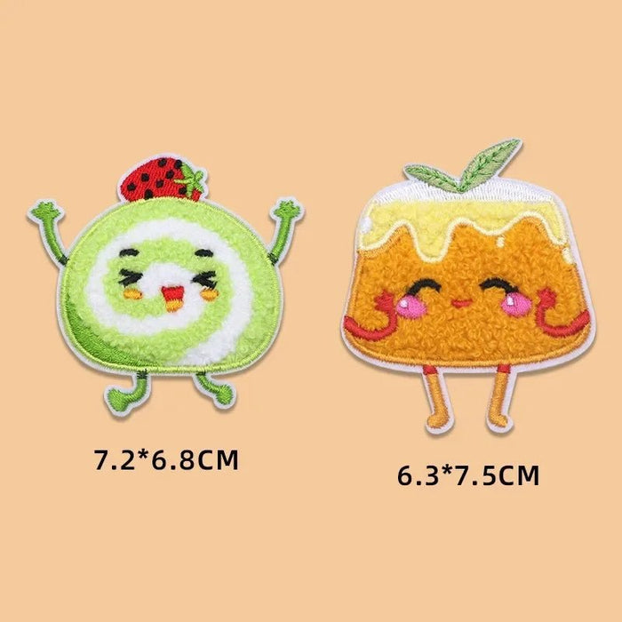 2024 Hot Towel Embroidery Patches DIY Macarone Pizza Donuts Pudding Stickers Self - Adhesive Badge Clothing Bag Fabric Accessories - CLICK TIK