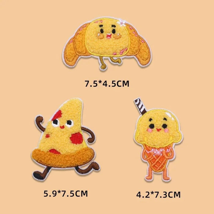 2024 Hot Towel Embroidery Patches DIY Macarone Pizza Donuts Pudding Stickers Self - Adhesive Badge Clothing Bag Fabric Accessories - CLICK TIK
