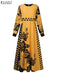 2024 ZANZEA Women Spring Maxi Dress Vintage Long Sleeve Floral Printed Sundress Islamic Cloth Casual Muslim Abaya Hijab Vestido - CLICK TIK