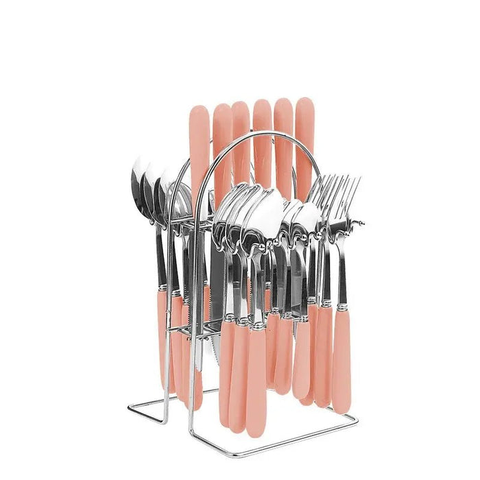 24 pcs cutlery c handle stainless steel knife fork spoon and spoon with shelving gold silver cutlery set dinnerware set - CLICK TIK