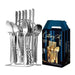 24 pcs cutlery c handle stainless steel knife fork spoon and spoon with shelving gold silver cutlery set dinnerware set - CLICK TIK