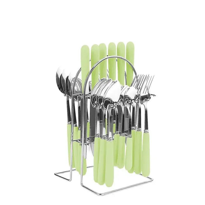 24 pcs cutlery c handle stainless steel knife fork spoon and spoon with shelving gold silver cutlery set dinnerware set - CLICK TIK