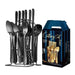 24 pcs cutlery c handle stainless steel knife fork spoon and spoon with shelving gold silver cutlery set dinnerware set - CLICK TIK