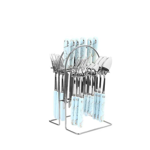 24 pcs cutlery c handle stainless steel knife fork spoon and spoon with shelving gold silver cutlery set dinnerware set - CLICK TIK