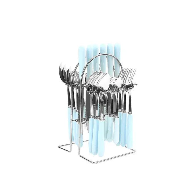 24 pcs cutlery c handle stainless steel knife fork spoon and spoon with shelving gold silver cutlery set dinnerware set - CLICK TIK