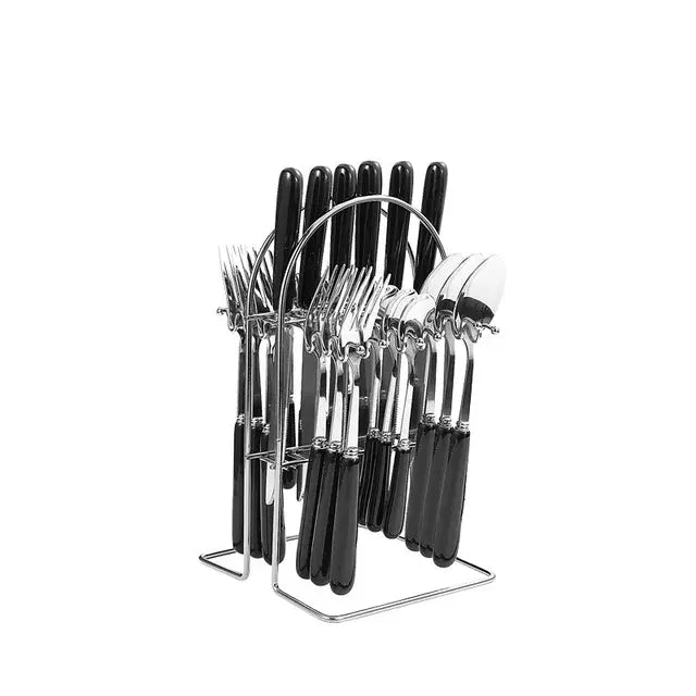 24 pcs cutlery c handle stainless steel knife fork spoon and spoon with shelving gold silver cutlery set dinnerware set - CLICK TIK