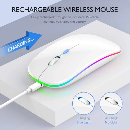 2.4G Bluetooth USB Wireless Mouse Portable Rechargeable Silent Gaming Mouse Ergonomic RGB Backlight Mouse For Laptop PC Computer - CLICK TIK