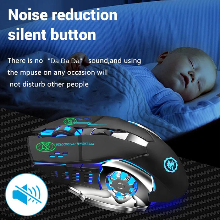 2.4G USB Wireless Bluetooth Mouse Ergonomic Silent Office Mice Rechargeable E - Sports Backlight Mouse For Computer Laptop Macbook - CLICK TIK