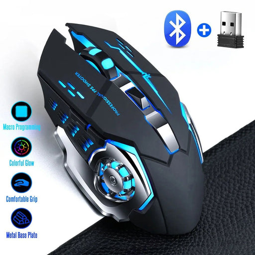 2.4G USB Wireless Bluetooth Mouse Ergonomic Silent Office Mice Rechargeable E - Sports Backlight Mouse For Computer Laptop Macbook - CLICK TIK