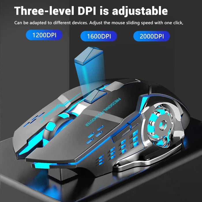 2.4G USB Wireless Bluetooth Mouse Ergonomic Silent Office Mice Rechargeable E - Sports Backlight Mouse For Computer Laptop Macbook - CLICK TIK