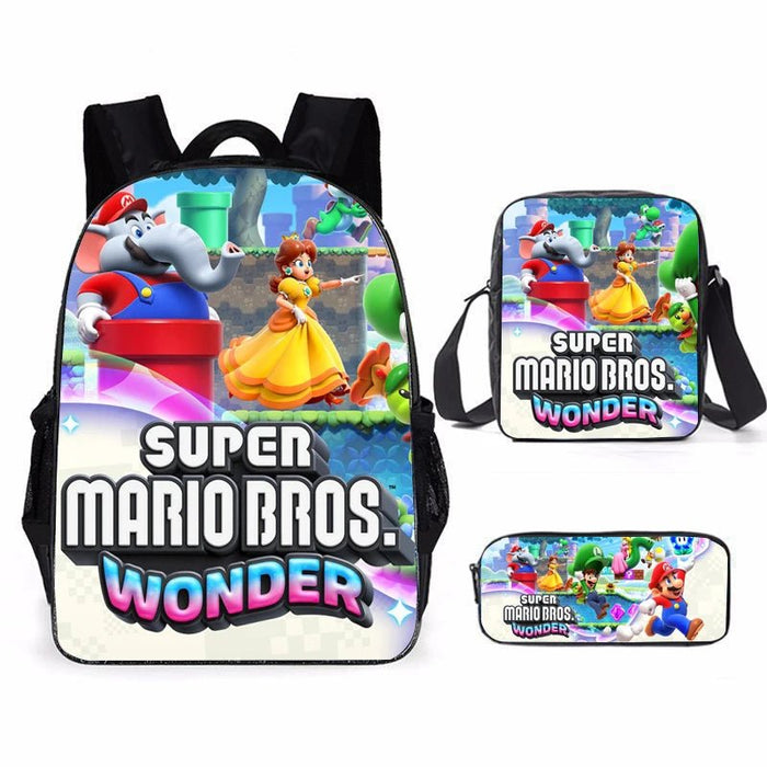 3 Piece Set Mochila Super Mario Bros.Wonder School Bags For Teenage kids Backpack Travel Backpack Student Bookbags cosplay bag - CLICK TIK