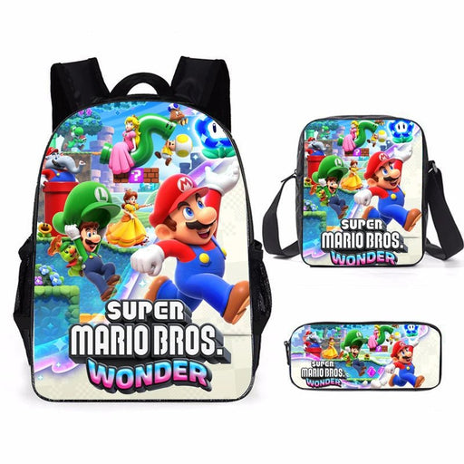 3 Piece Set Mochila Super Mario Bros.Wonder School Bags For Teenage kids Backpack Travel Backpack Student Bookbags cosplay bag - CLICK TIK