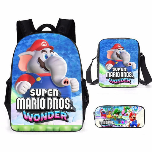3 Piece Set Mochila Super Mario Bros.Wonder School Bags For Teenage kids Backpack Travel Backpack Student Bookbags cosplay bag - CLICK TIK