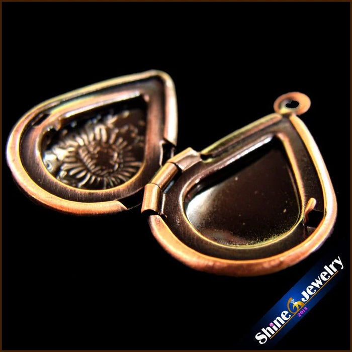 3PCS Wholesale Women / Men Retro Water Drop Brass Flower Picture floating locket charms beads Pendant jewelry Free shipping - CLICK TIK