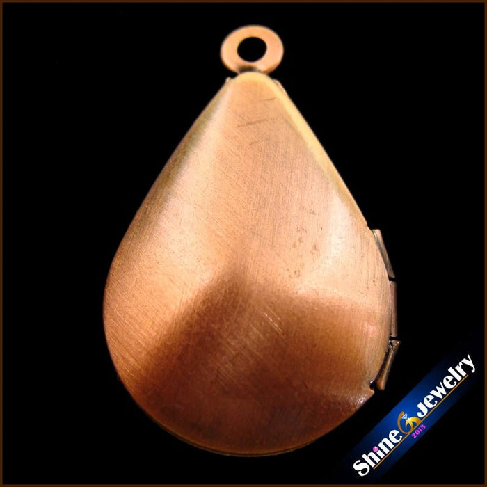3PCS Wholesale Women / Men Retro Water Drop Brass Flower Picture floating locket charms beads Pendant jewelry Free shipping - CLICK TIK