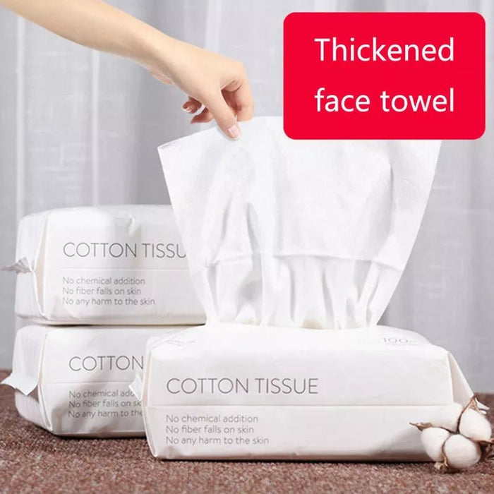 50/100pcs Disposable Facial Tissue Makeup Wipes Cotton Pads Cleansing Paper Face Towel - CLICK TIK