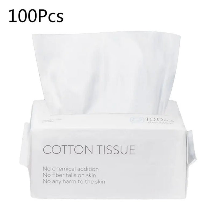 50/100pcs Disposable Facial Tissue Makeup Wipes Cotton Pads Cleansing Paper Face Towel - CLICK TIK