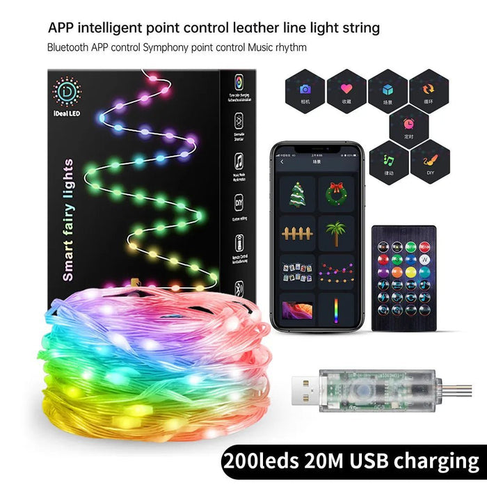 5M 10M 20M Fairy String Lights Dreamcolor USB LED String Lights Smart Christmas Lights DIY Picture Display Garland Decor - CLICK TIK