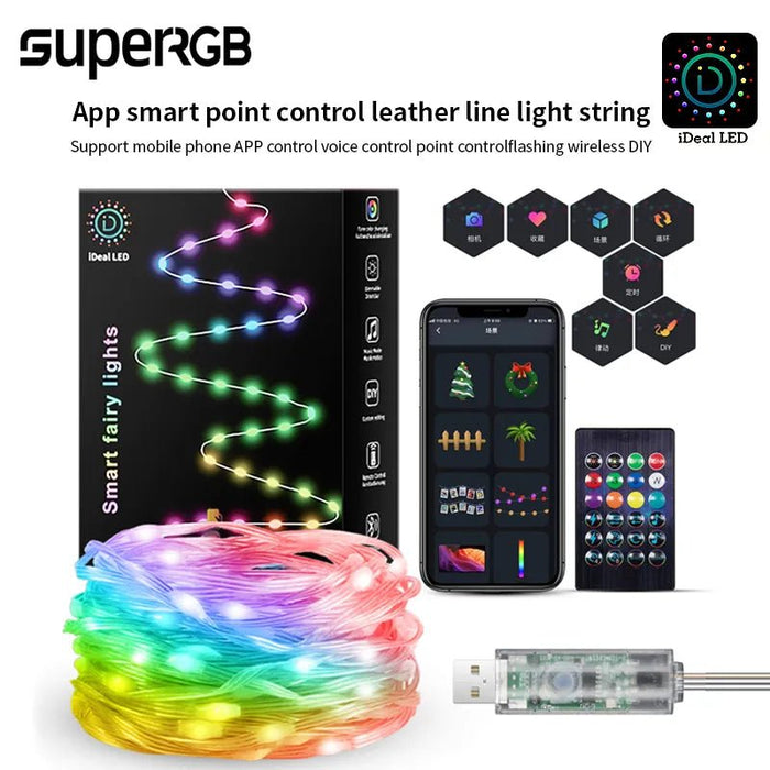 5M 10M 20M Fairy String Lights Dreamcolor USB LED String Lights Smart Christmas Lights DIY Picture Display Garland Decor - CLICK TIK