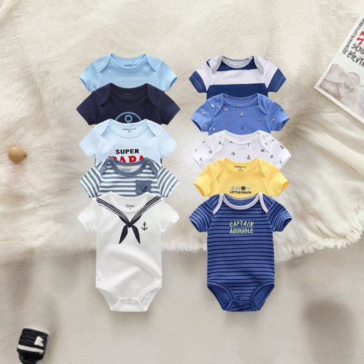 5Pcs High Quality Infant Jumpsuit Baby clothes Short sleeves Boys' Clothing Set Newborn bodysuits 2022 Summer Body Baby girls - CLICK TIK