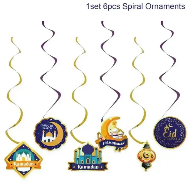 Eid Mubarak Plates Banner Balloon Tableware Ramadan Decoration 2024 Ramadan Kareem Islamic Muslim Party Decor Eid Al Adha Gifts - CLICK TIK