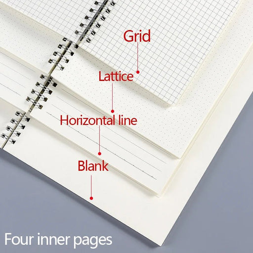A5 A6 B5 Spiral Book Coil Notebook Lined DOT Blank Grid Paper Journal Diary Sketchbook School Stationery Supplies - CLICK TIK
